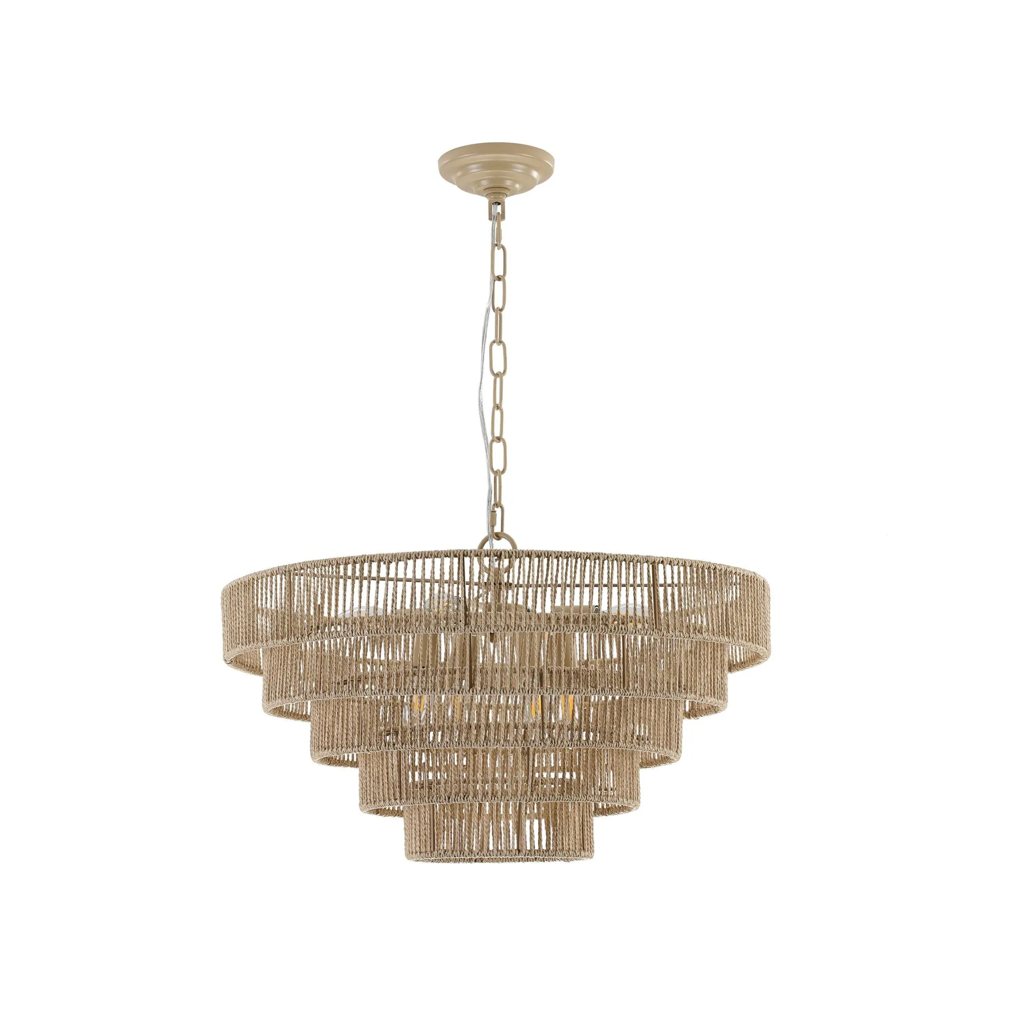 Bohemian style 23.6 Inch Rattan Woven Pendant Light