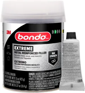 Bondo Metal Reinforced Filler - High Strength Filler, Can be Drilled and Tapped - Will Not Rust, 15 Fl oz with 0.37 oz Hardener