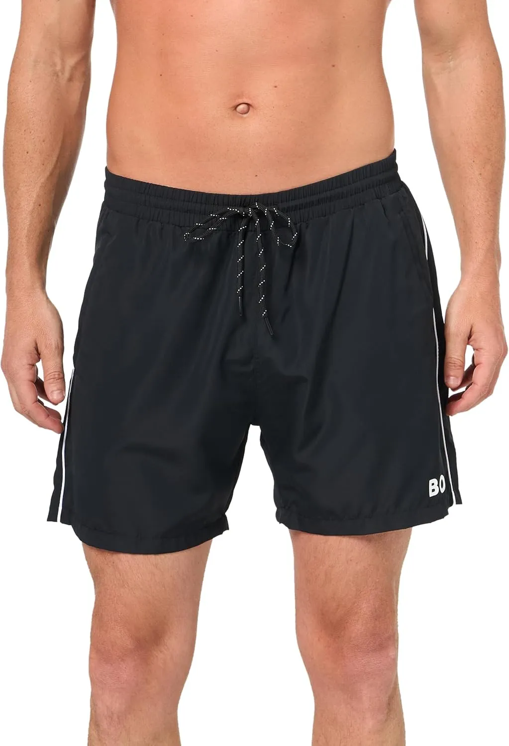 BOSS Men's Standard Medium Length Solid Swim Trunk