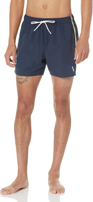 BOSS Men's Standard Solid Swim Trunk with Iconic Side Stripe