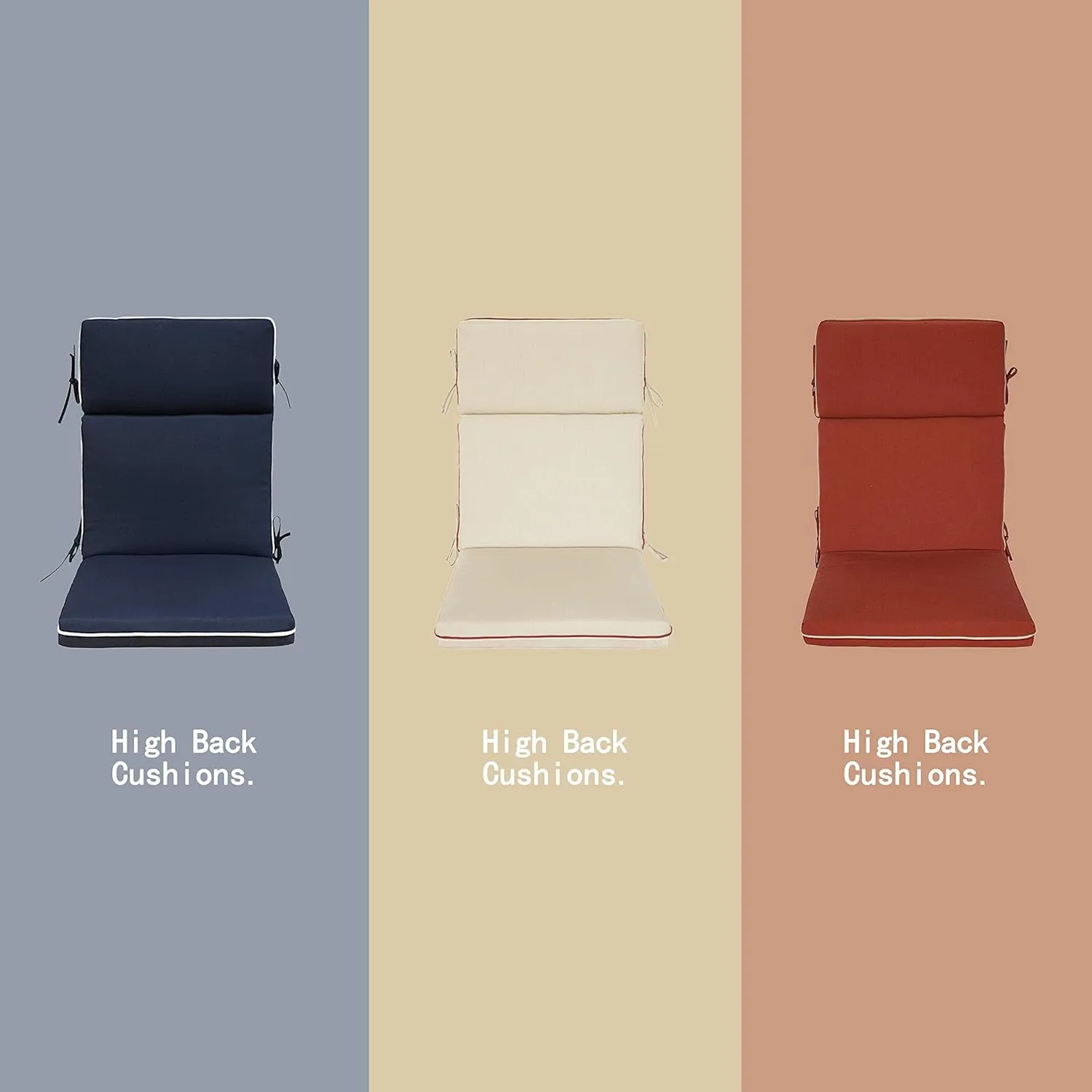 BOSSIMA Indoor Outdoor High Back Chair Cushions Replacement Patio Chair Seat Cushions Set of 2 Light Khaki