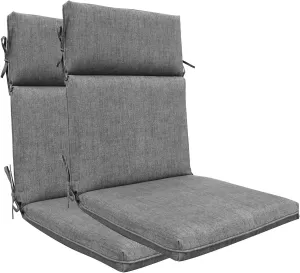 BOSSIMA Indoor Outdoor High Back Chair Cushions Replacement Patio Chair Seat Cushions Set of 2 (Olefin Light Grey)