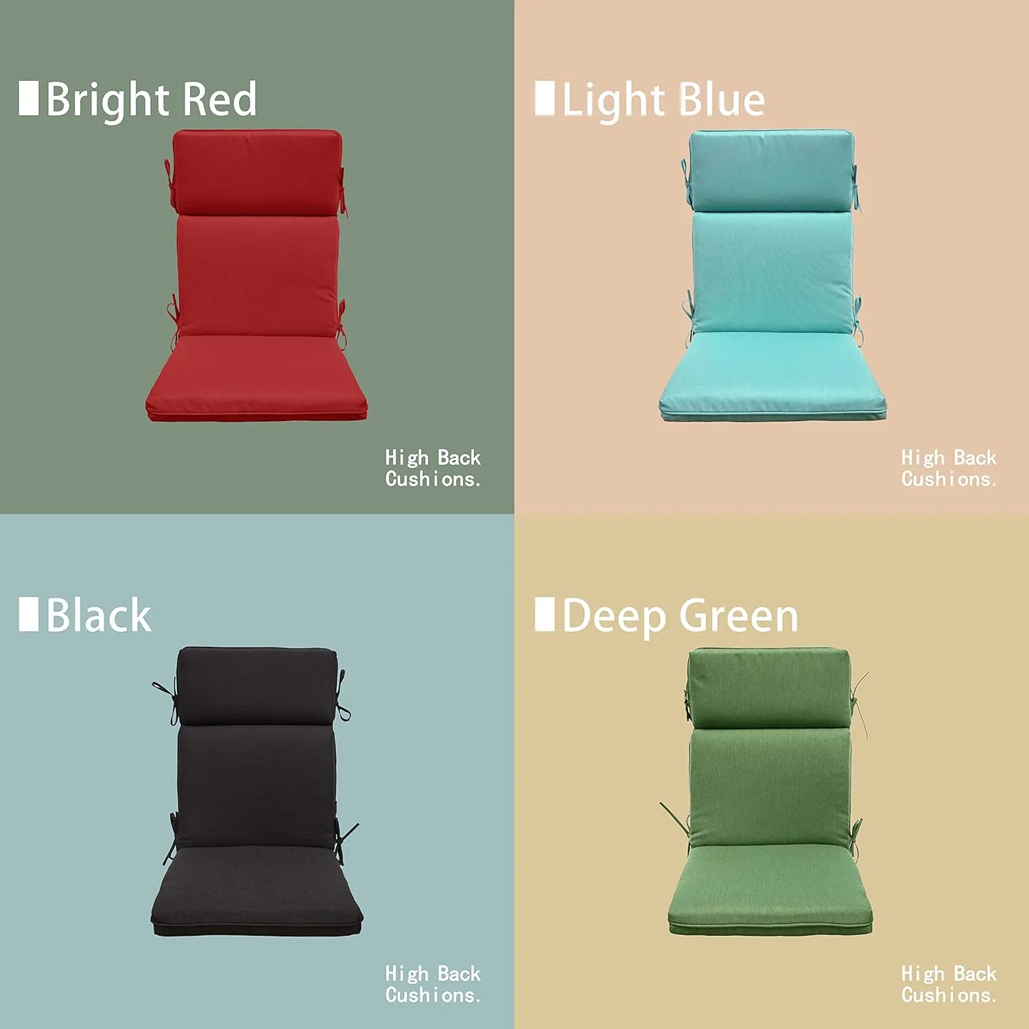 BOSSIMA Indoor Outdoor High Back Chair Cushions Replacement Patio Chair Seat Cushions Set of 2 (Olefin Light Grey)
