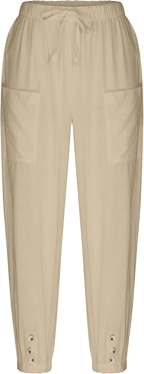 Bozanly Women's Casual Lantern Harem Loose Capris Pants Summer Yoga Slacks Trousers with Pockets