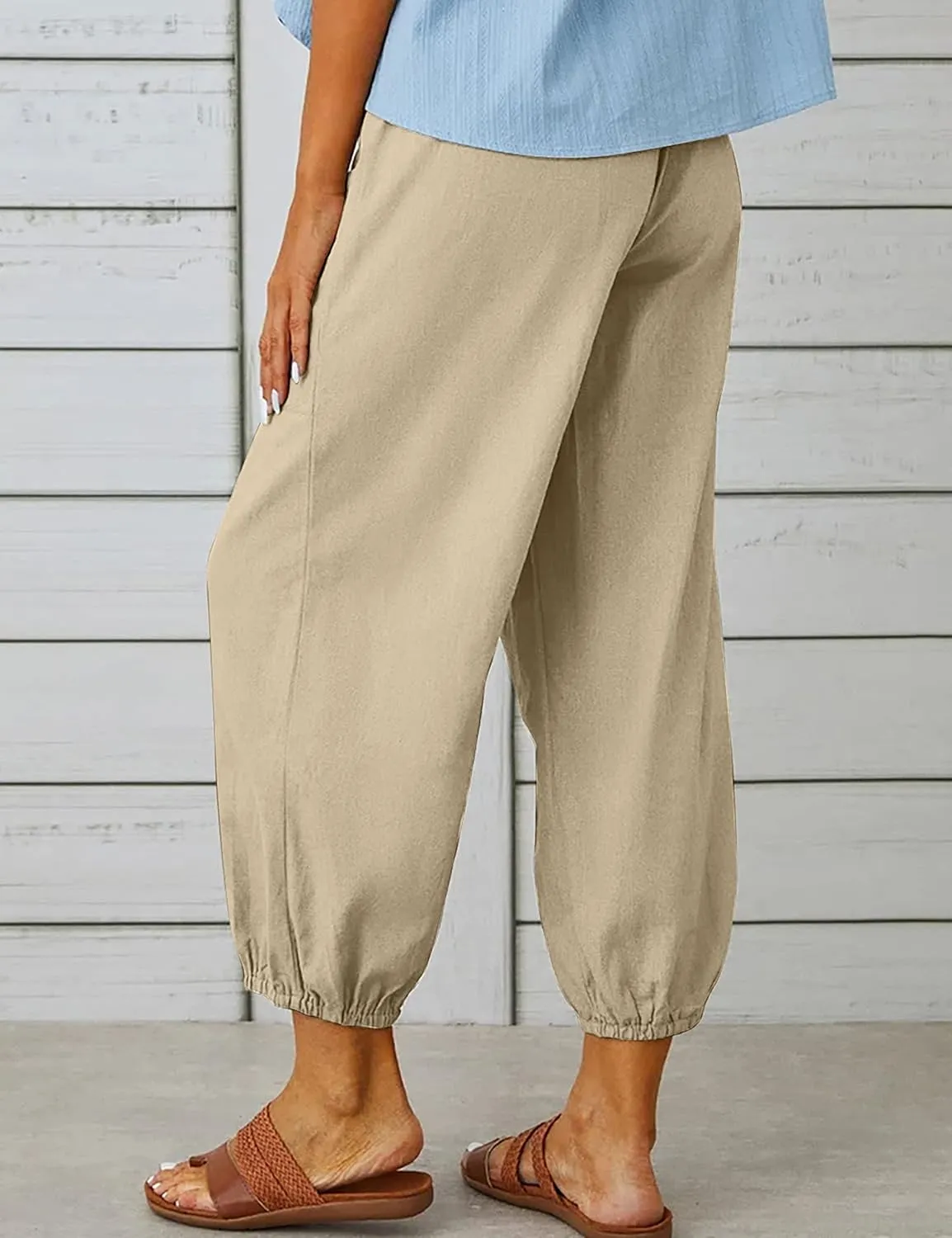 Bozanly Women's Casual Lantern Harem Loose Capris Pants Summer Yoga Slacks Trousers with Pockets