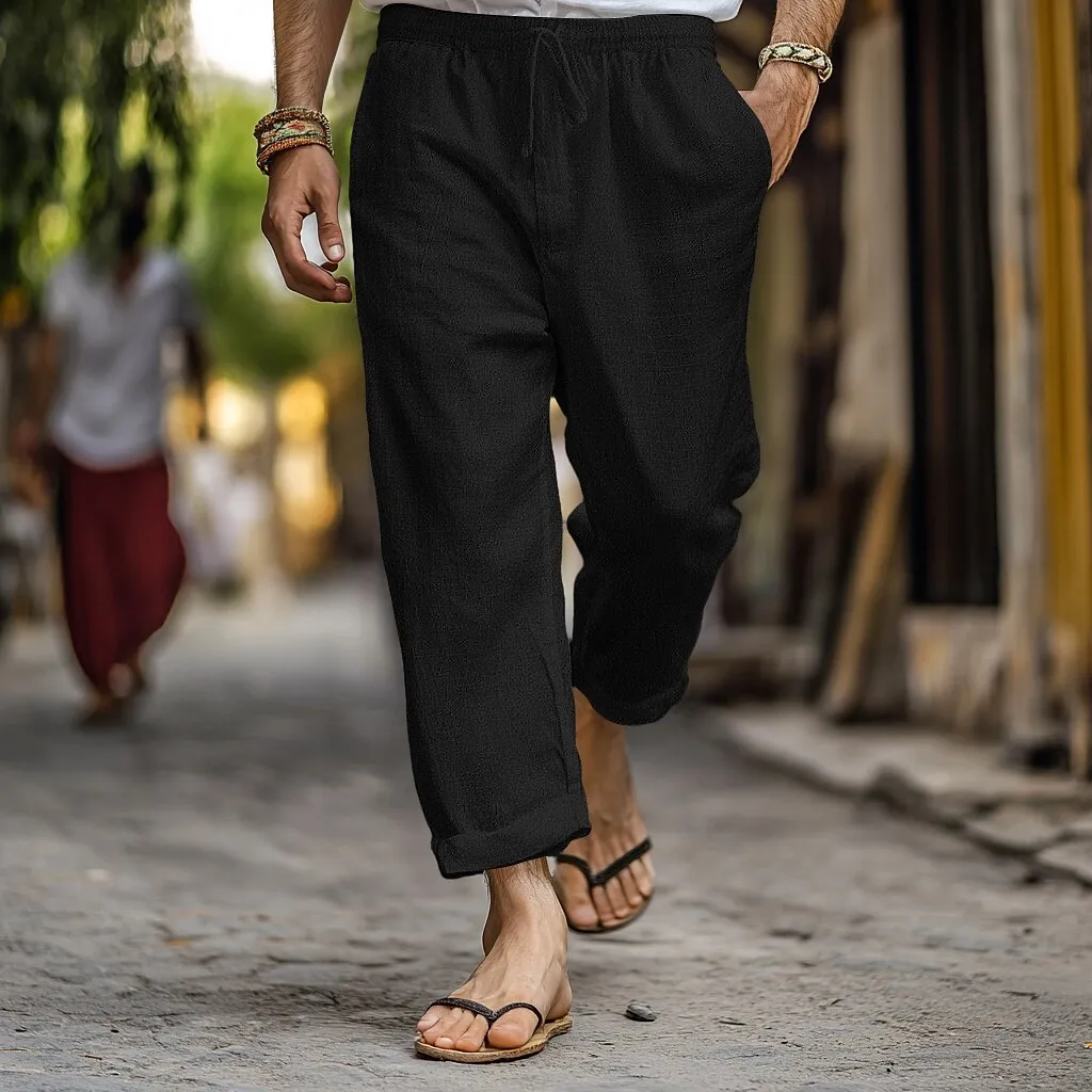 Breathable Linen Drawstring Trousers