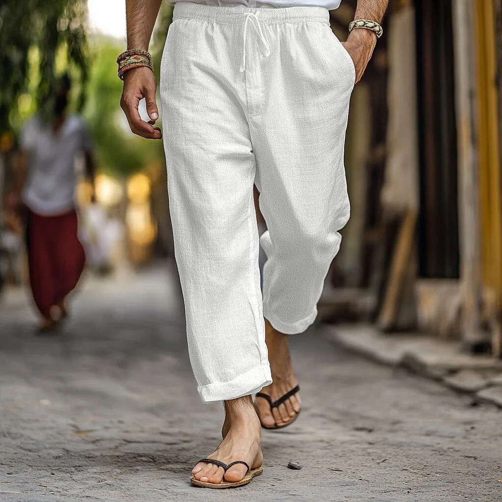 Breathable Linen Drawstring Trousers