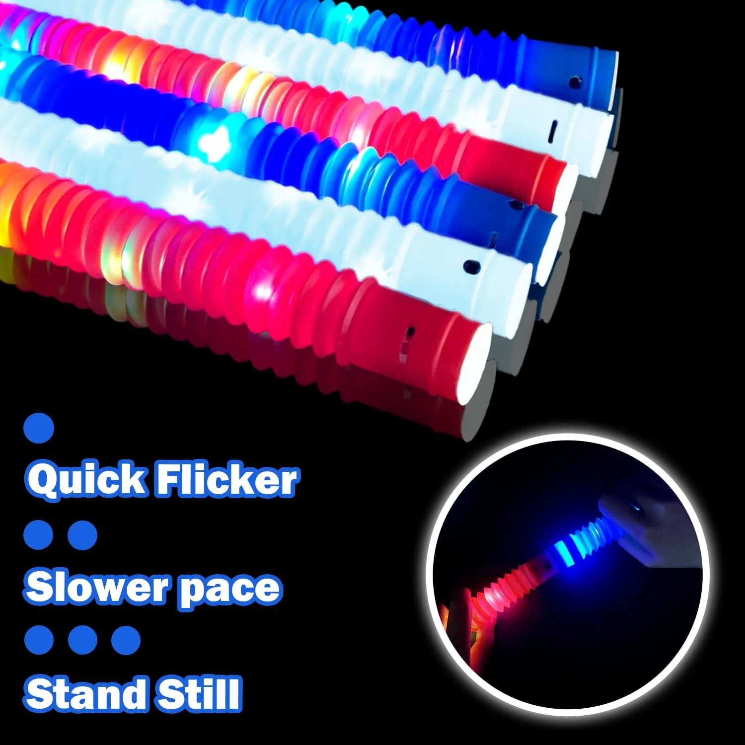 Bulk Patriotic Party Favors Glow Sticks and Pop Tubes Toys 36 PCS, 4th of July Light up Bracelets Necklaces Accessories for Kids Adults, Red White Blue Patriotic Decorations for Fourth of July Parade