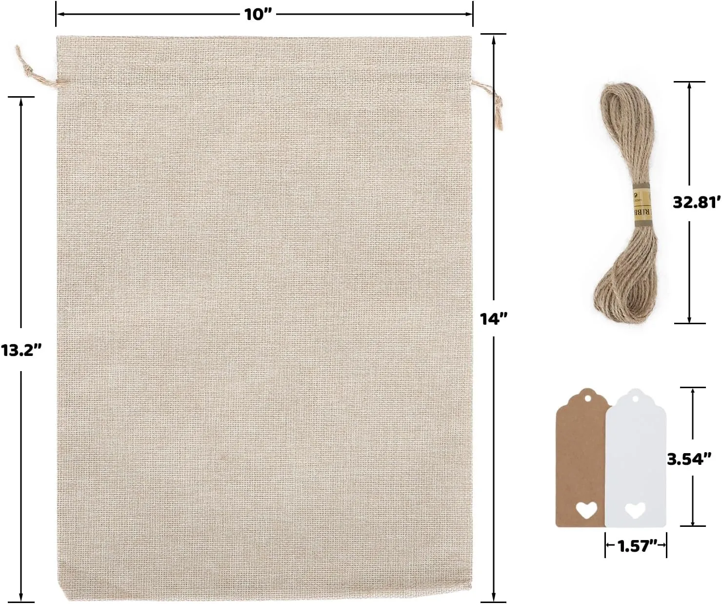 Burlap Bags with Drawstring, 10x14 Inches Burlap Favor Sack for Wrapping Mother's Day Favors, Gifts, Birthday, Wedding, Party or Household Use(Lot of 30)