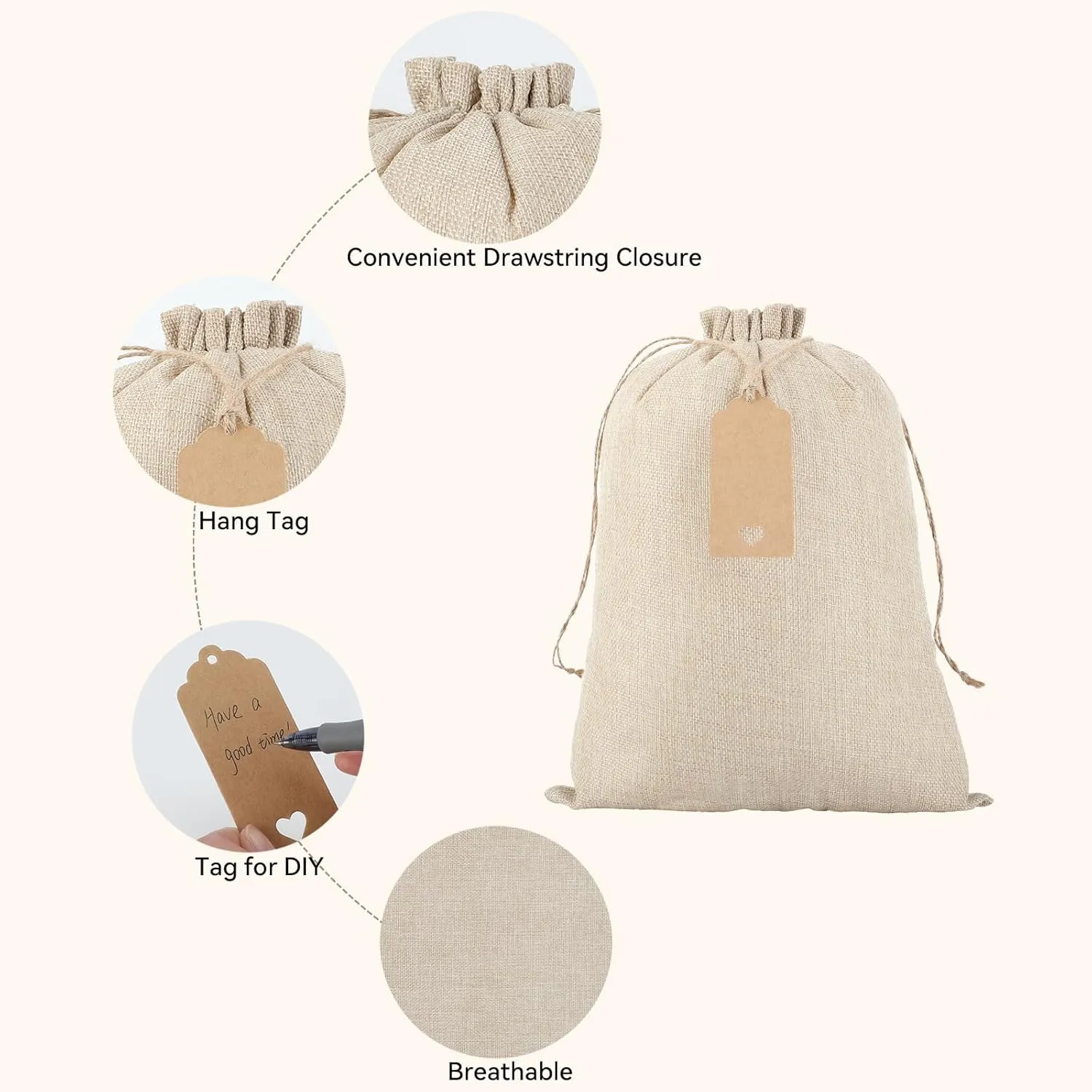 Burlap Bags with Drawstring, 10x14 Inches Burlap Favor Sack for Wrapping Mother's Day Favors, Gifts, Birthday, Wedding, Party or Household Use(Lot of 30)