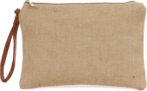 Burlap Cosmetic Bag, Make Up Clutch Bag Toiletry Pouch (10.5"W x 7.5"H, Full Jute)