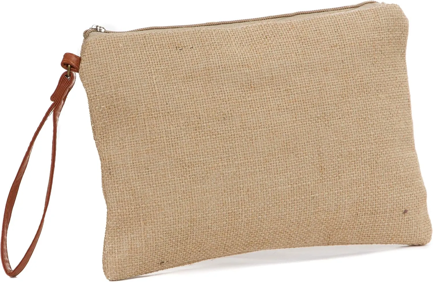 Burlap Cosmetic Bag, Make Up Clutch Bag Toiletry Pouch (10.5"W x 7.5"H, Full Jute)