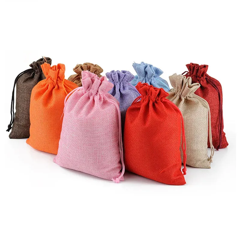 Burlap Jute Drawstring Bags Royal Blue - 7 Sizes