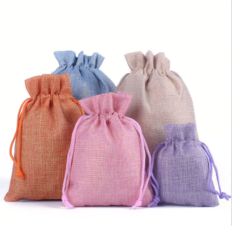 Burlap Jute Drawstring Bags Royal Blue - 7 Sizes
