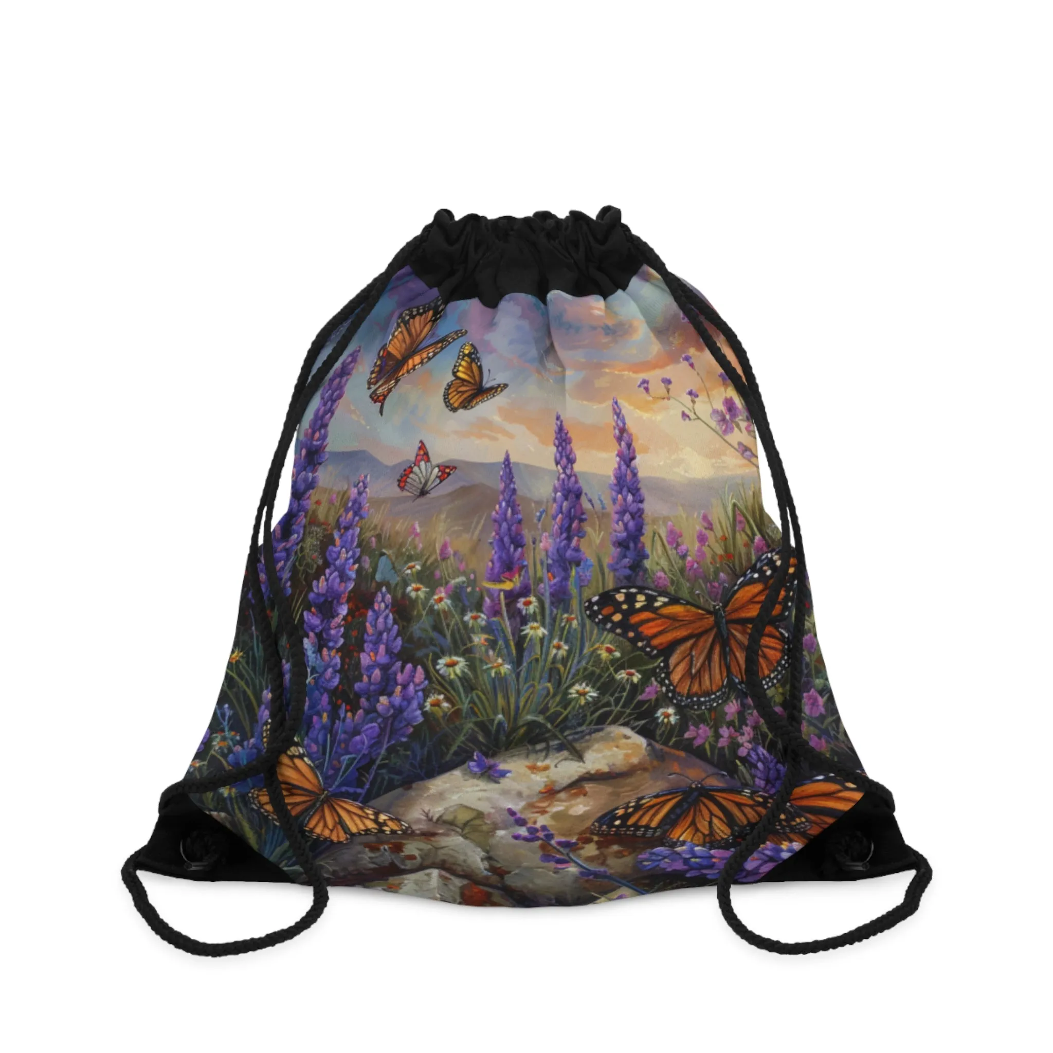 Butterfly Flowers 1 Drawstring Bag