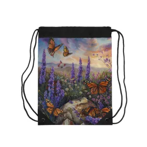Butterfly Flowers 1 Drawstring Bag
