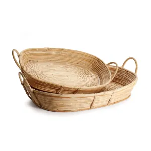 Cane Rattan Trays With Handles, Set Of 2 | ready to ship!