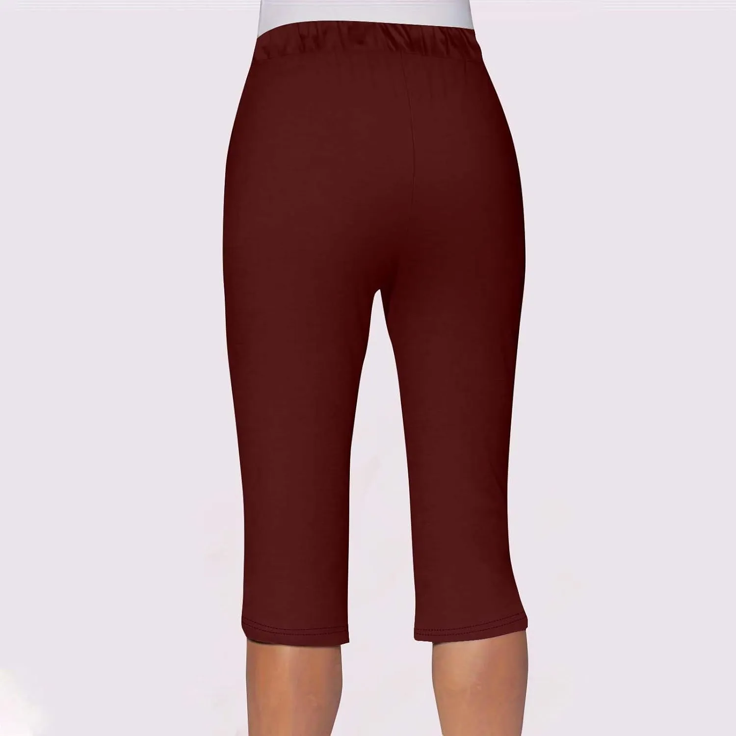 Capris Pants for Women 2025 Fashion Solid Color Elastic Waist Petite Capri Stretch Drawstring Summer Pant with Pockets