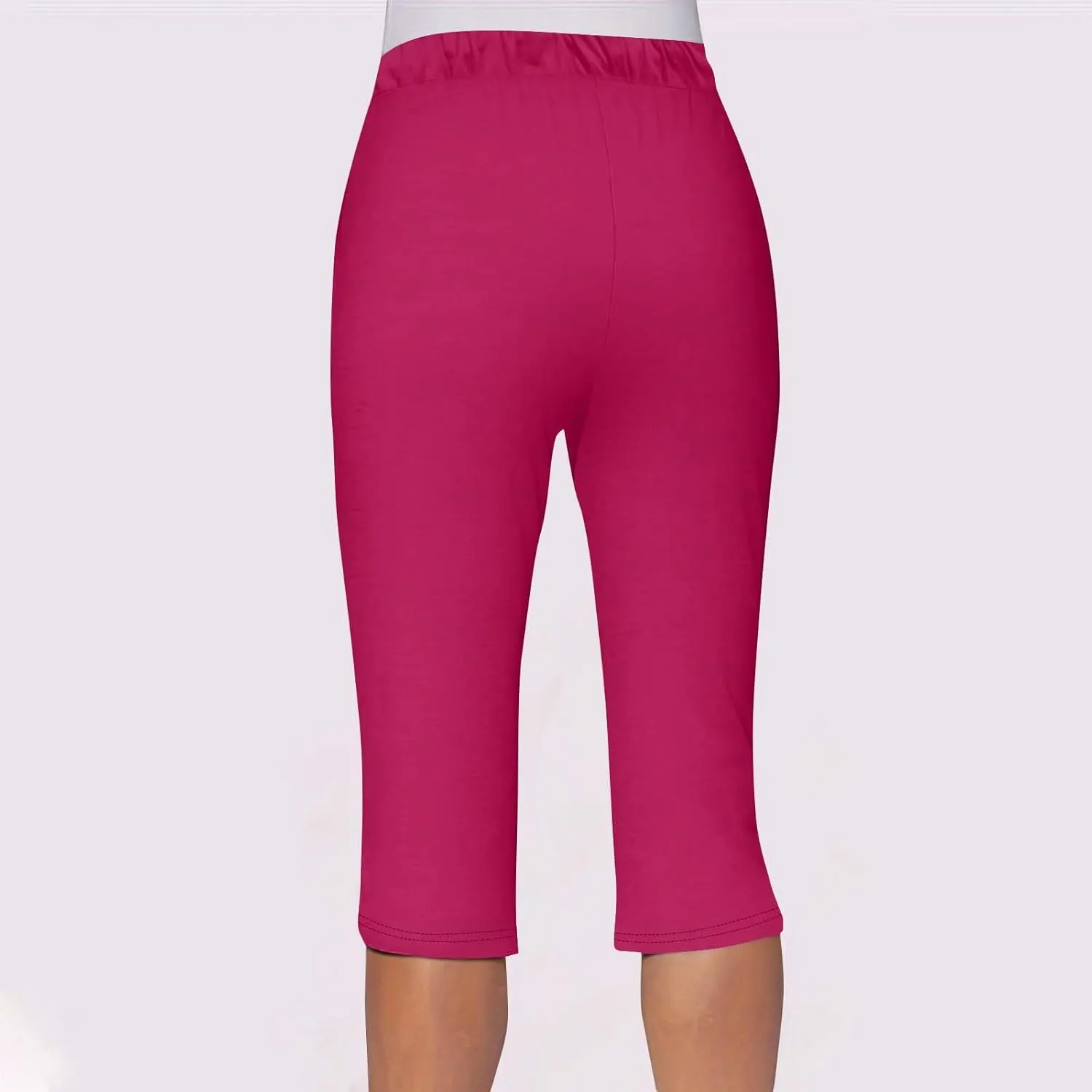 Capris Pants for Women 2025 Fashion Solid Color Elastic Waist Petite Capri Stretch Drawstring Summer Pant with Pockets