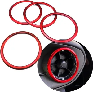 Car Air Conditioner AC Vent Outlet Ring Trim Compatible with Chevrolet Camaro 2017-2020,4pcs/Set Red for Camaro Accessories AC Knobs