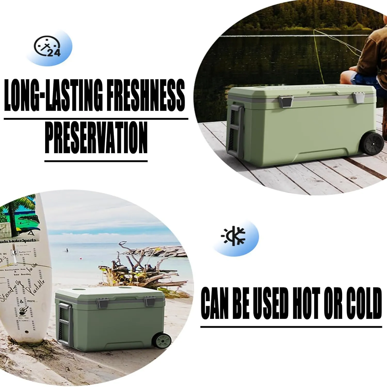 Car Camping Coolers for Audi e-tron/Q4 e-tron/Q8 e-tron/Cabriolet/Coupé, Waterproof Portable Cooler, Leak Proof Picnic Insulated Bag, Ultra-Light Premium Ice Chest Box,A-Green-70L
