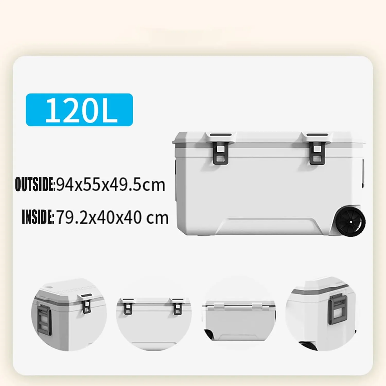 Car Camping Coolers for Ford F150/F250/F350/F450/F550, Waterproof Portable Cooler, Leak Proof Picnic Insulated Bag, Ultra-Light Premium Ice Chest Box,B-White-120L