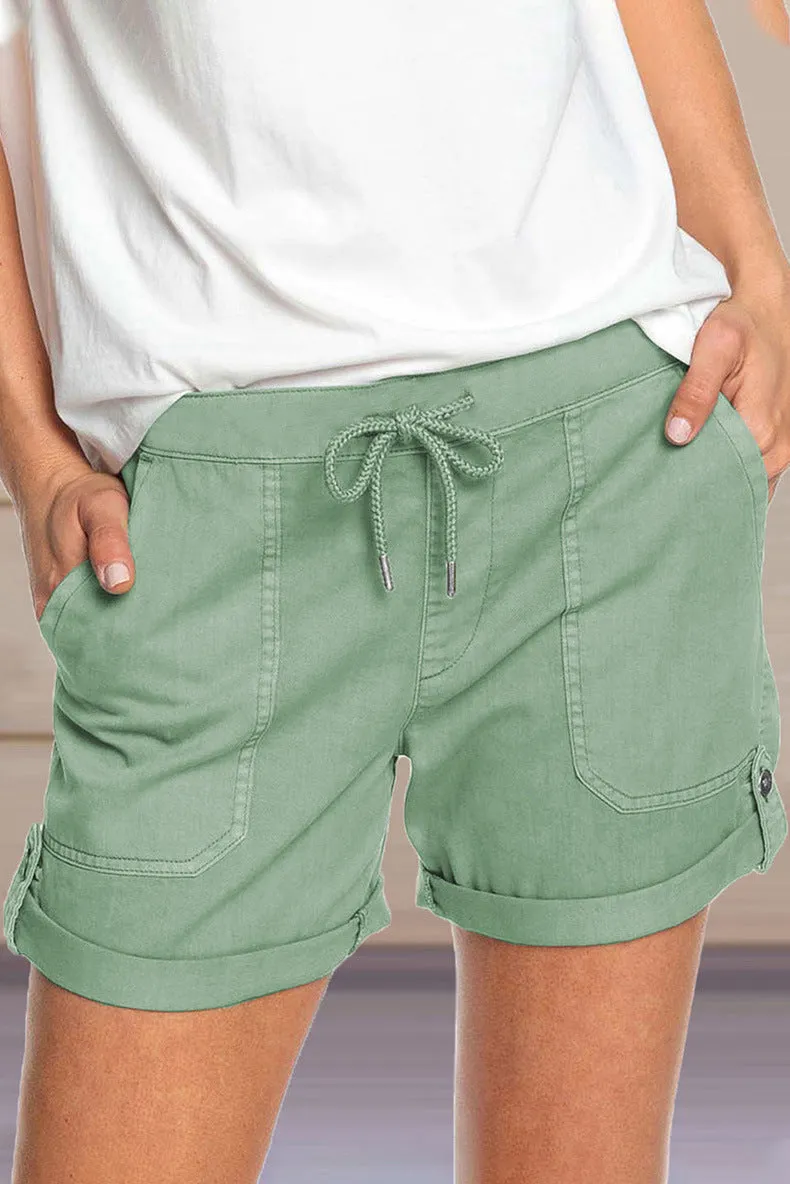 Casual Solid Pocket Straight Solid Color Bottoms(8 Colors)