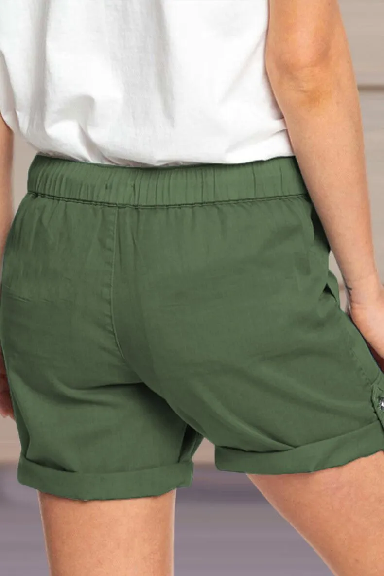 Casual Solid Pocket Straight Solid Color Bottoms(8 Colors)