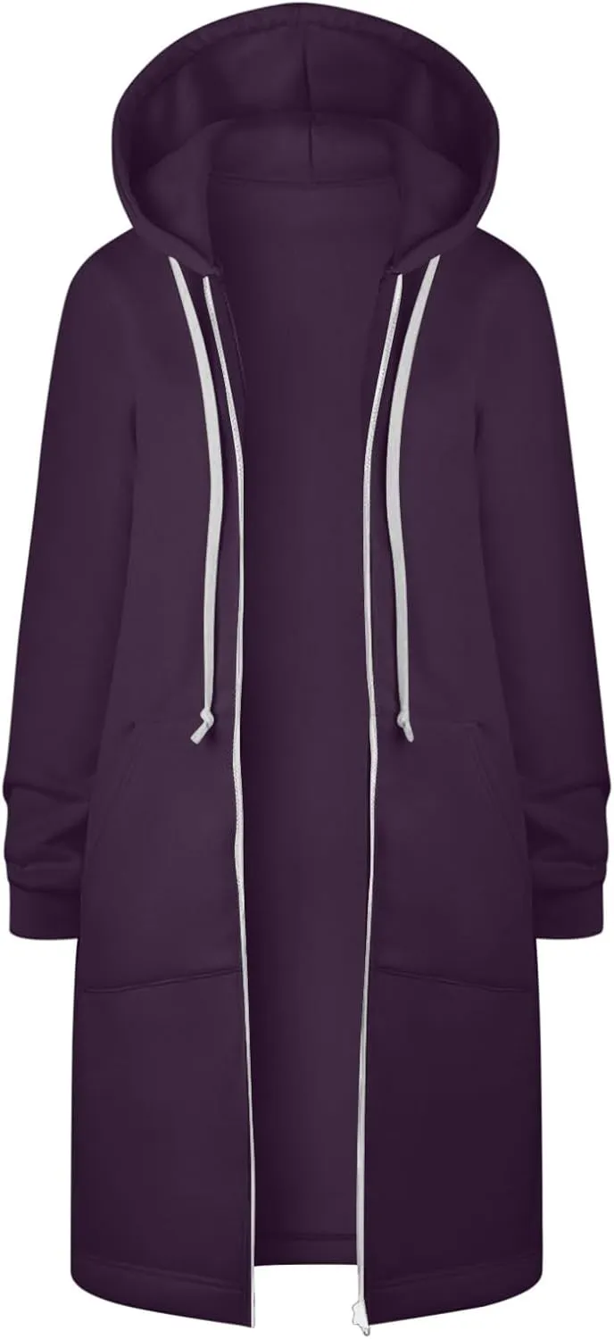 Ceboyel Womens Fall Long Sweatshirts 2023 Long Sleeve Drawstring Hoodies Full Zip Up Jackets Slouchy Fashion Outfits