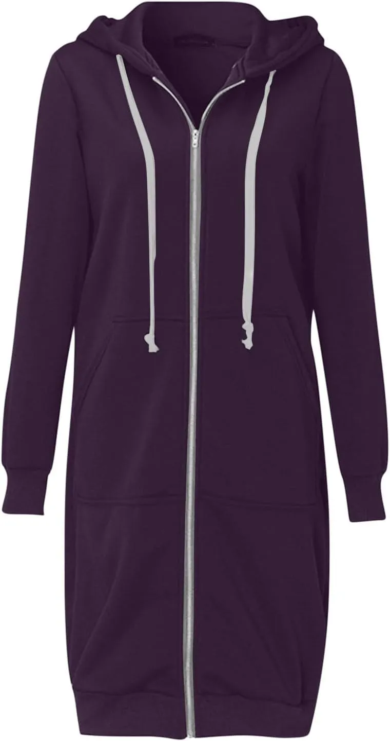 Ceboyel Womens Fall Long Sweatshirts 2023 Long Sleeve Drawstring Hoodies Full Zip Up Jackets Slouchy Fashion Outfits
