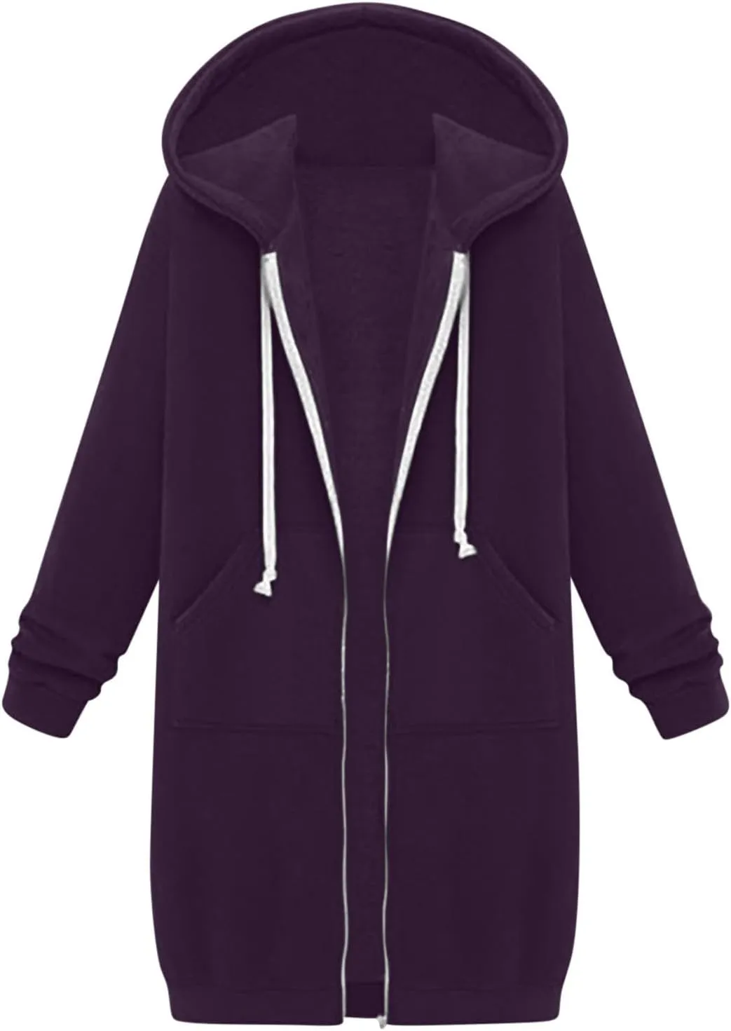 Ceboyel Womens Fall Long Sweatshirts 2023 Long Sleeve Drawstring Hoodies Full Zip Up Jackets Slouchy Fashion Outfits