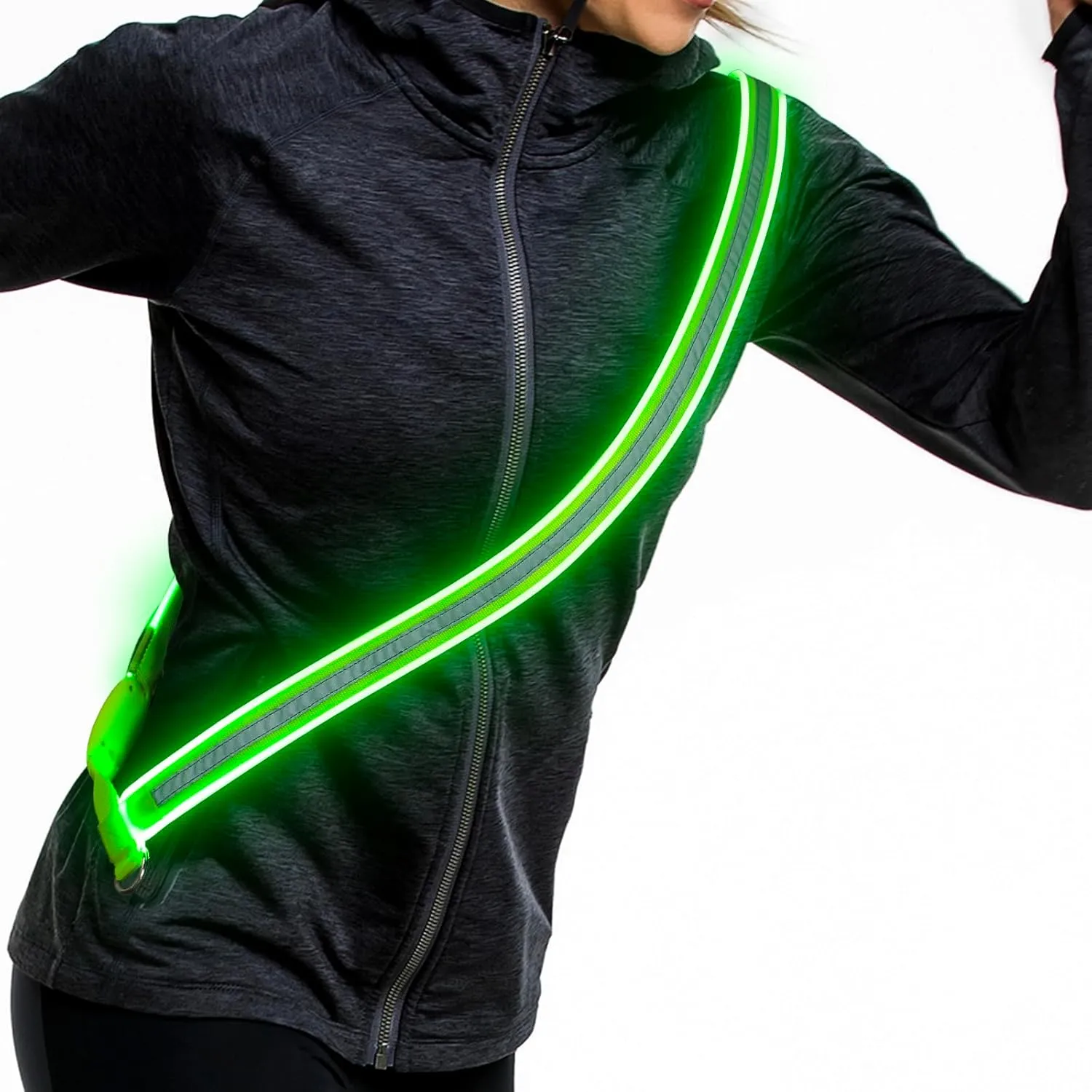 ChalkLit LED Reflective Night Running Gear High Visibility LED Flashing Sash