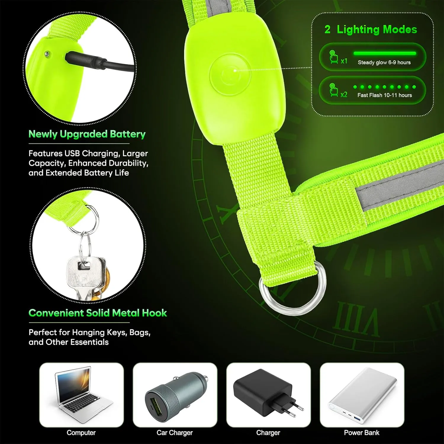 ChalkLit LED Reflective Night Running Gear High Visibility LED Flashing Sash
