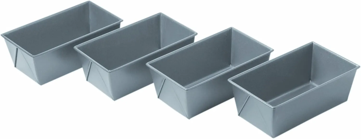 Chicago Metallic Commercial II Non-Stick Mini Loaf Pans, 5-3/4 by 3-1/4 by 2-1/4-Inch, Gray , 4 Count (Pack of 1)