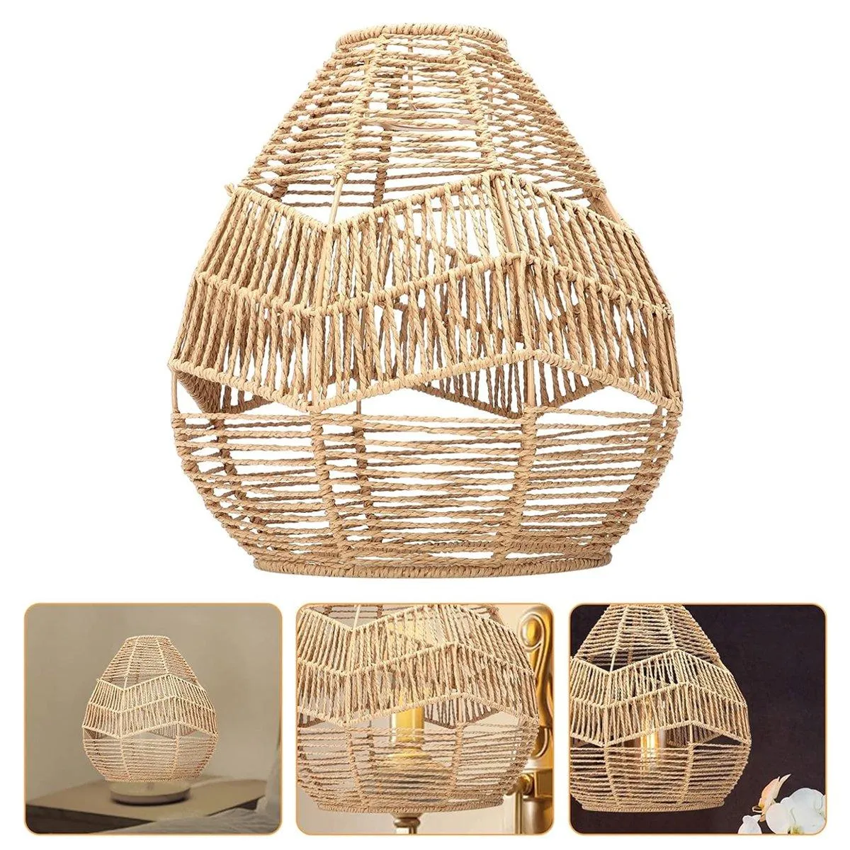 Chinese Style Imitation Rattan Lampshade DIY Weaving Lamp for Home Decor