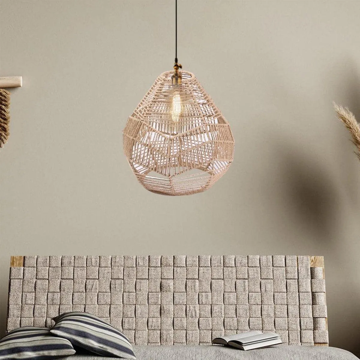 Chinese Style Imitation Rattan Lampshade DIY Weaving Lamp for Home Decor