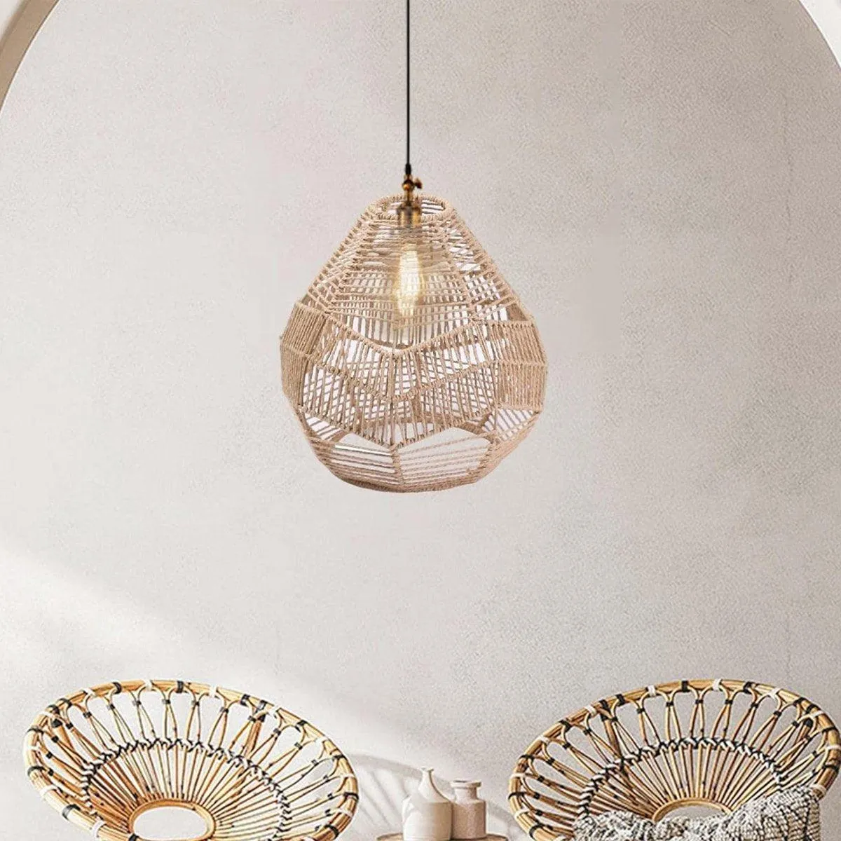 Chinese Style Imitation Rattan Lampshade DIY Weaving Lamp for Home Decor