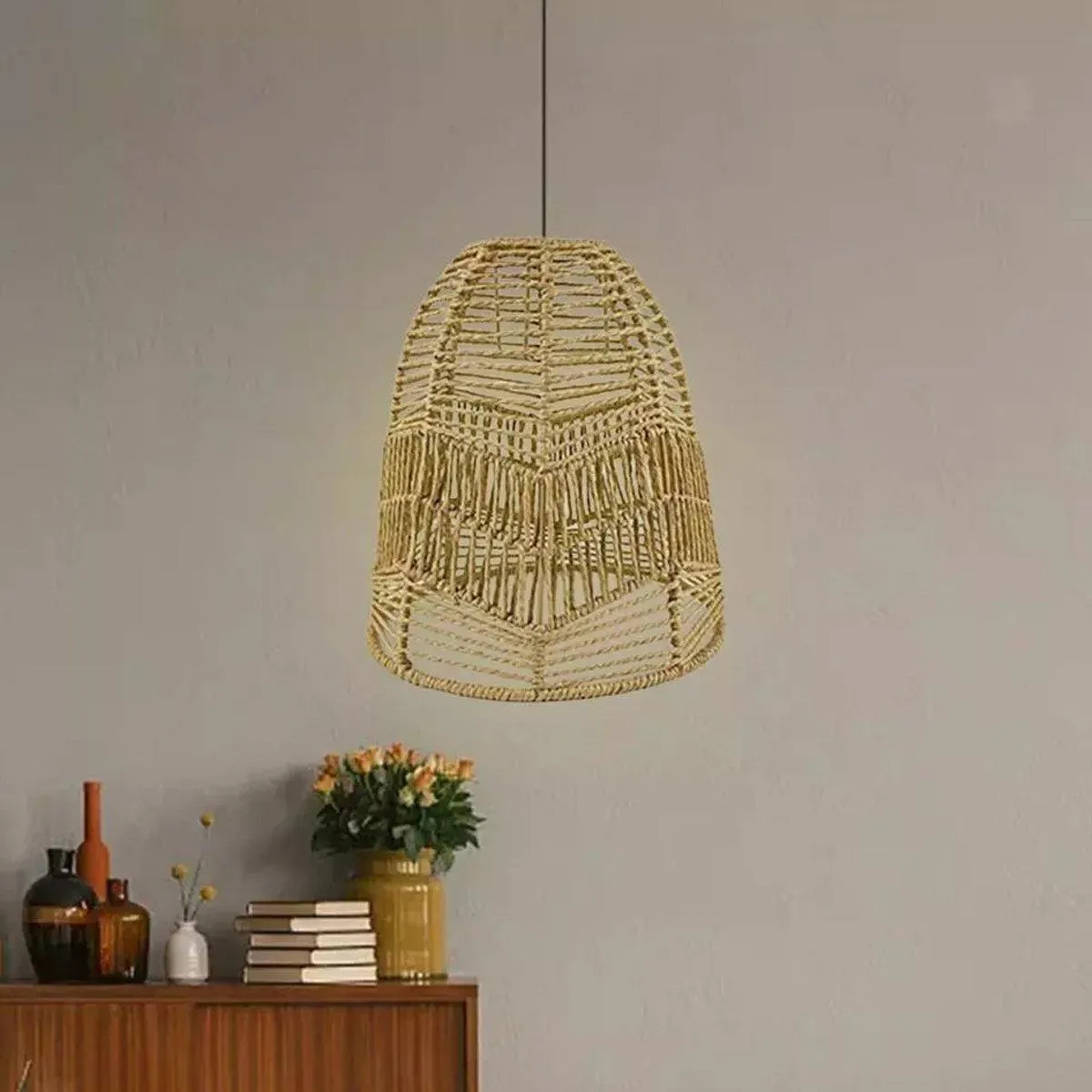 Chinese Style Imitation Rattan Lampshade DIY Weaving Lamp for Home Decor