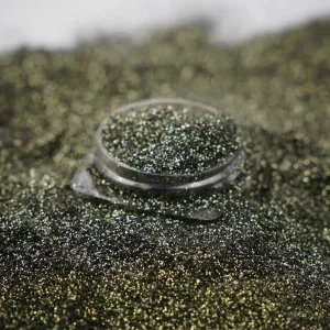 Chrome Crush Glitter | Dark Olive Green