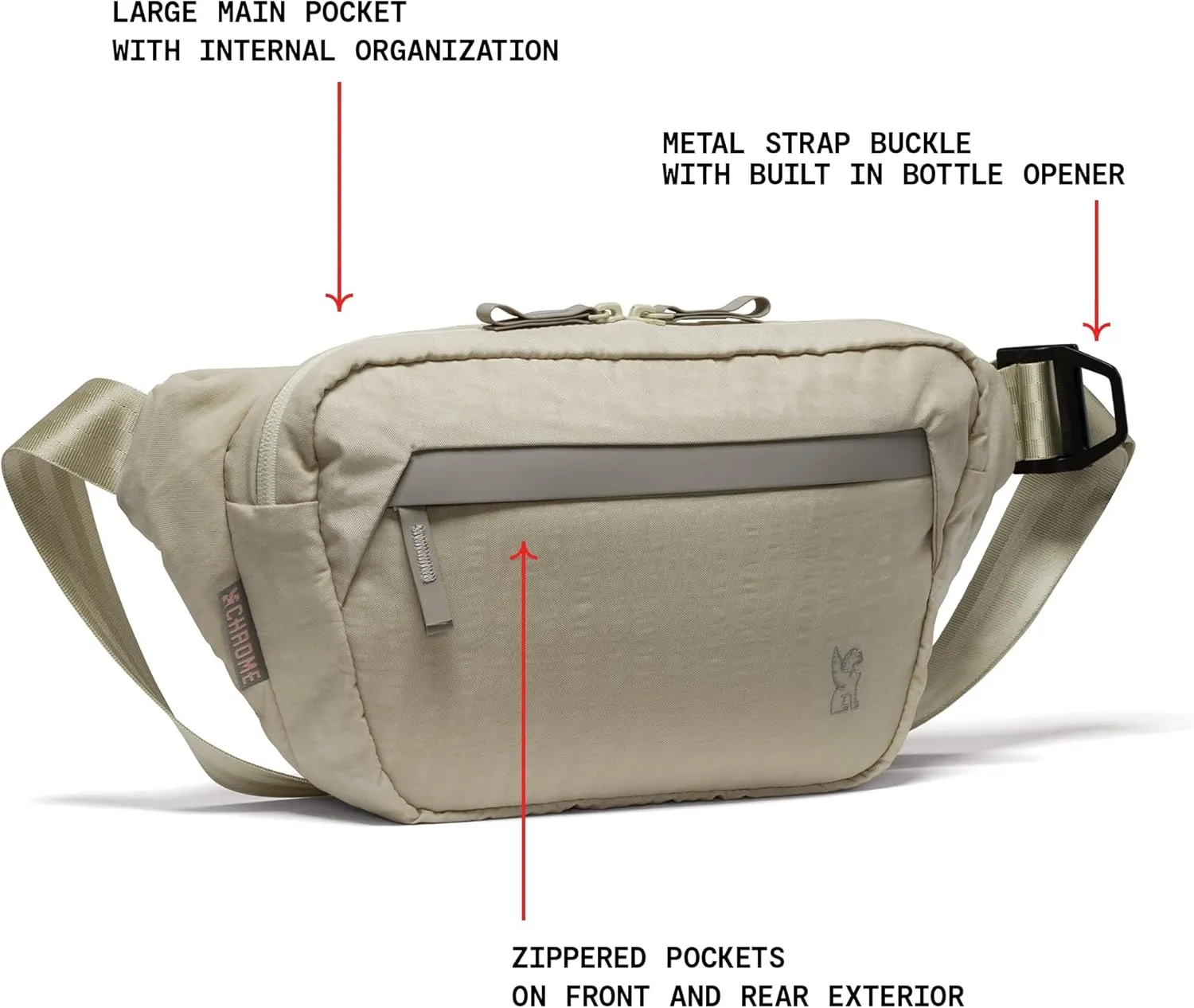 Chrome Industries Sabin 6L Sling Bag for Men and Women – Large Main Compartment, Lightweight Recycled Materials and Metal Adjuster Buckle – Sandstone