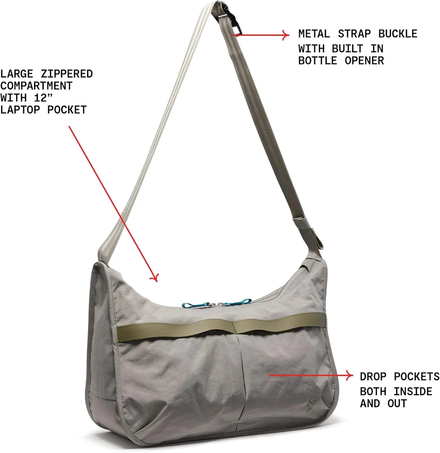 Chrome Industries Yoyogi Messenger, Crossbody Bag for Men and Women, Large Zippered Main Access, Metal Buckle, Laptop Pocket