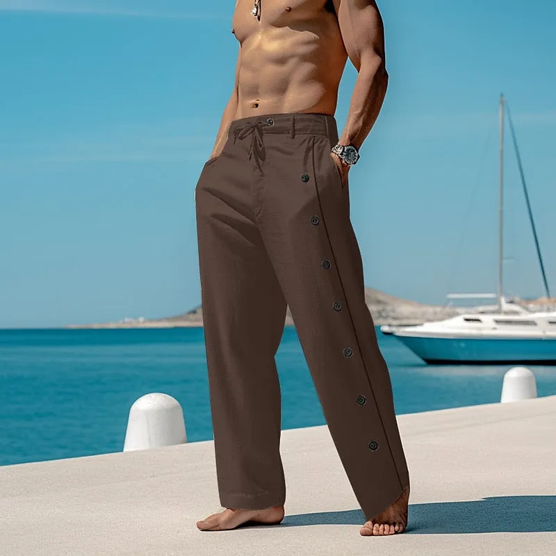Classic Linen Ankle-Length Drawstring Pants