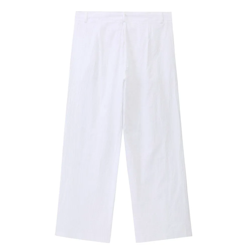 Classic Linen Ankle-Length Drawstring Pants