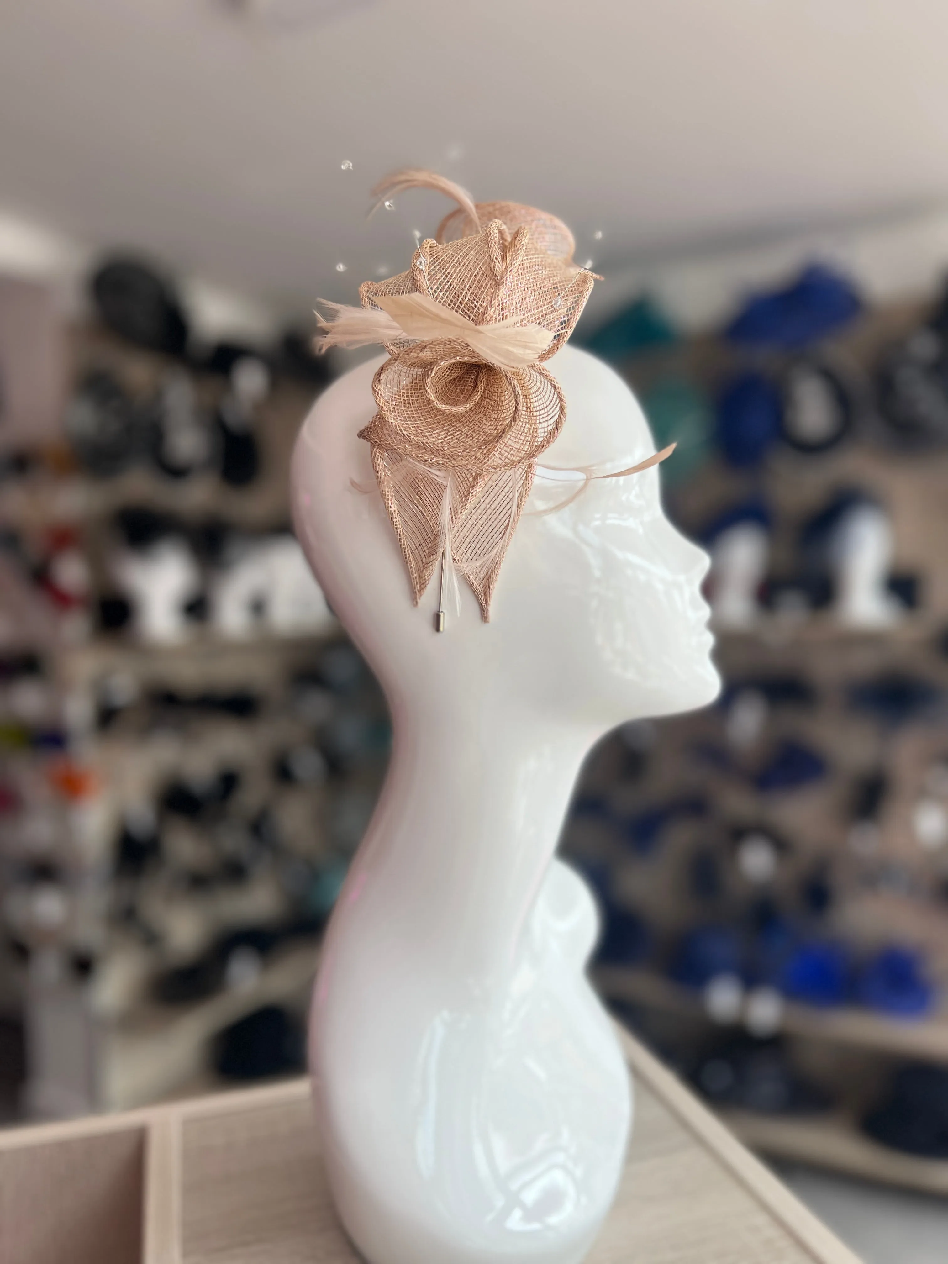 Classic Sinamay Rose Gold Fascinator