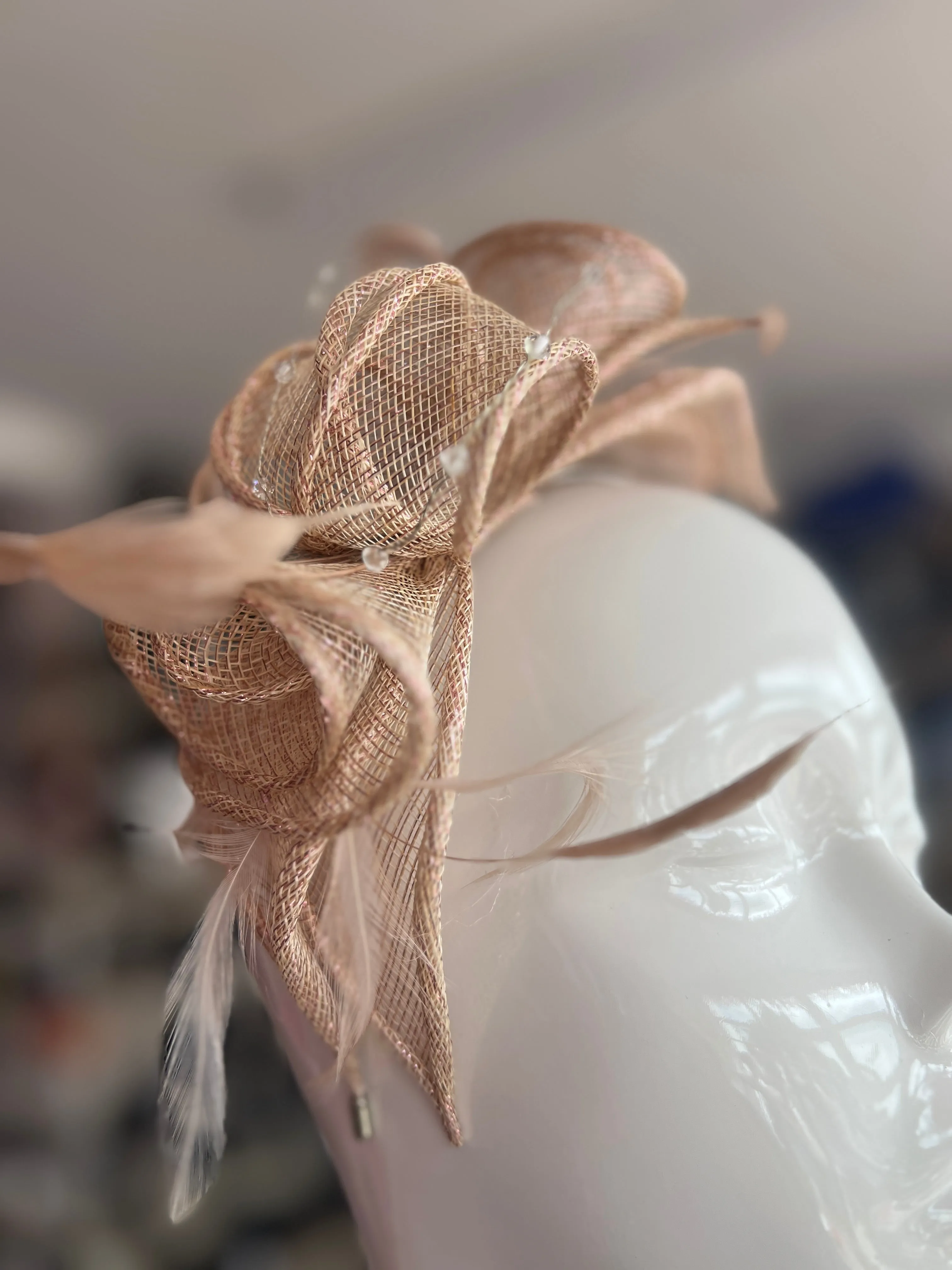 Classic Sinamay Rose Gold Fascinator