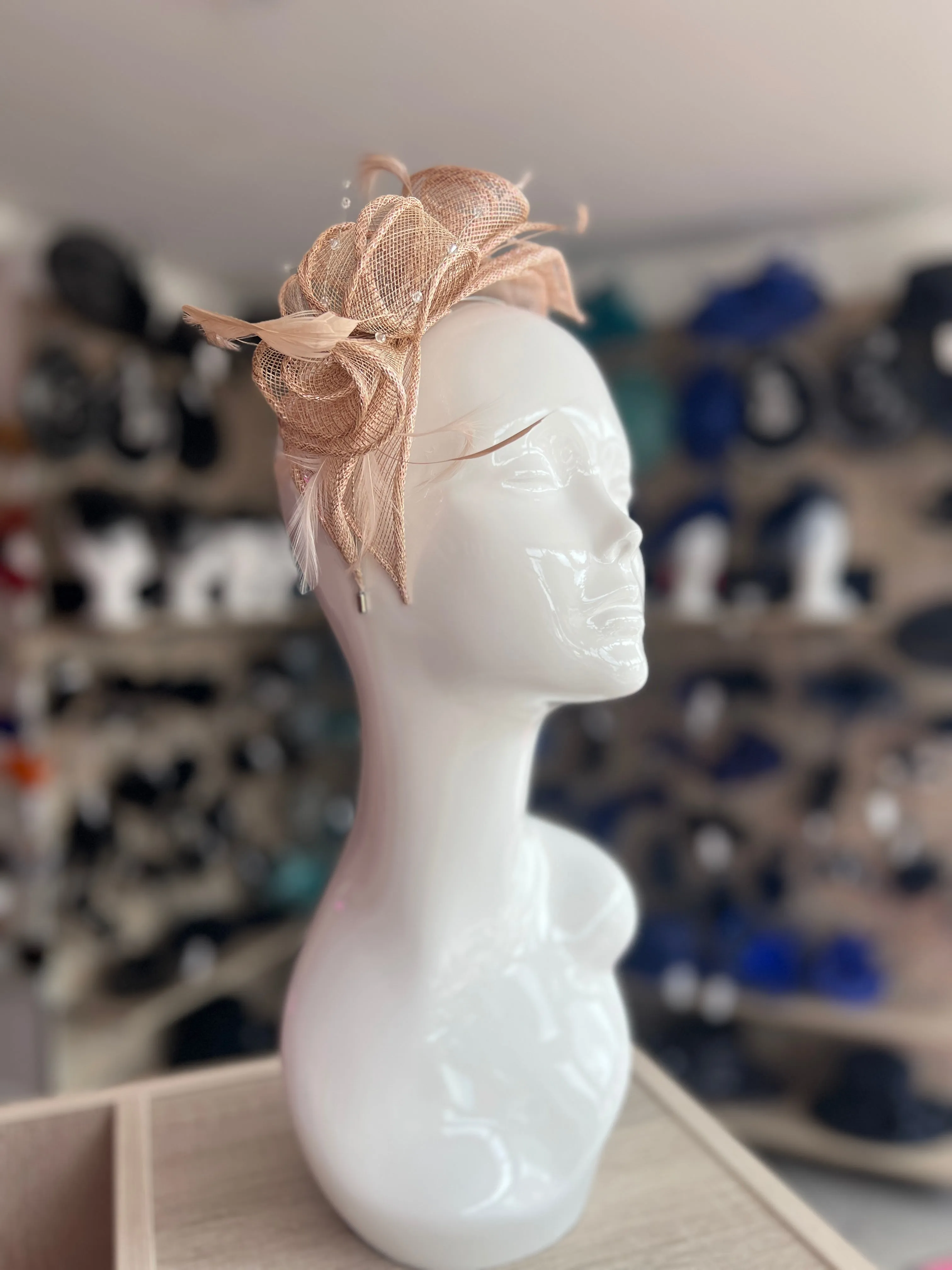 Classic Sinamay Rose Gold Fascinator