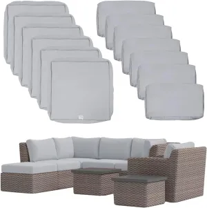 ClawsCover 13 Pack Outdoor Seat and Back Cushions Replacement Covers Fit for 6 Pieces 8-Seater Wicker Rattan Patio Furniture Conversation Set Sectional Couch Chairs,Gray-Include Cover Only