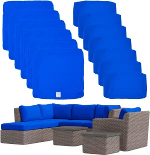 ClawsCover 13 Pack Outdoor Seat and Back Cushions Replacement Covers Fit for 6 Pieces 8-Seater Wicker Rattan Patio Furniture Conversation Set Sectional Couch Chairs,Royal Blue-Include Cover Only