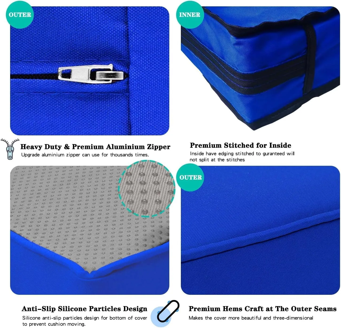 ClawsCover 13 Pack Outdoor Seat and Back Cushions Replacement Covers Fit for 6 Pieces 8-Seater Wicker Rattan Patio Furniture Conversation Set Sectional Couch Chairs,Royal Blue-Include Cover Only