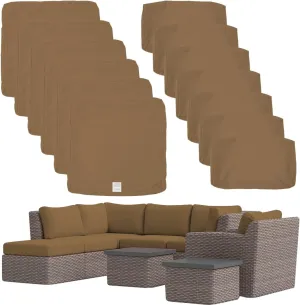 ClawsCover 13 Pack Outdoor Seat and Back Cushions Replacement Covers Fit for 8 Pieces 6-Seater Wicker Rattan Patio Furniture Conversation Set Sectional Couch Chairs,Taupe-Include Cover Only